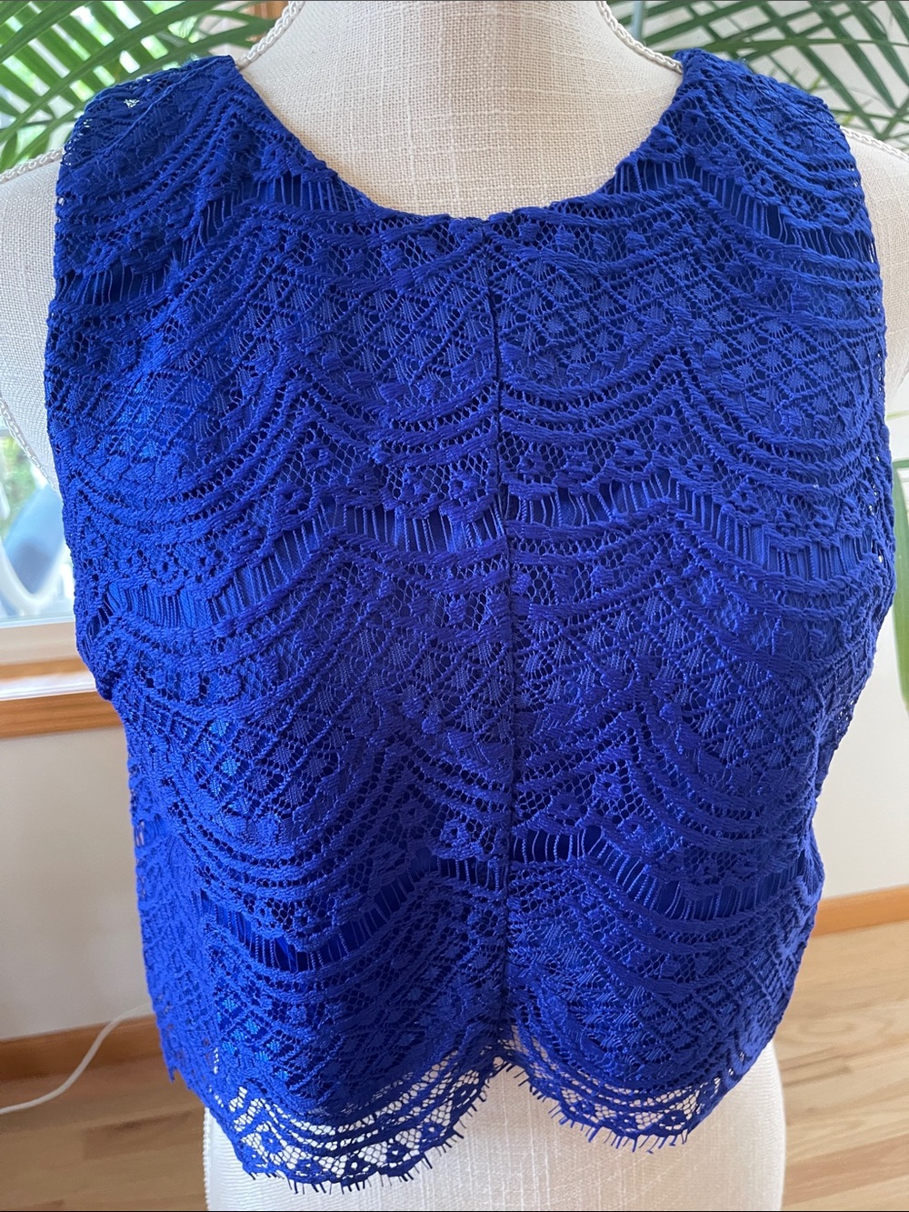J.O.A. Cobalt Lace Crochet Lined Camisole
